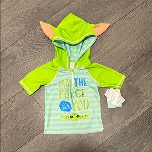 Green and Blue Baby Yoda Swim Shirt